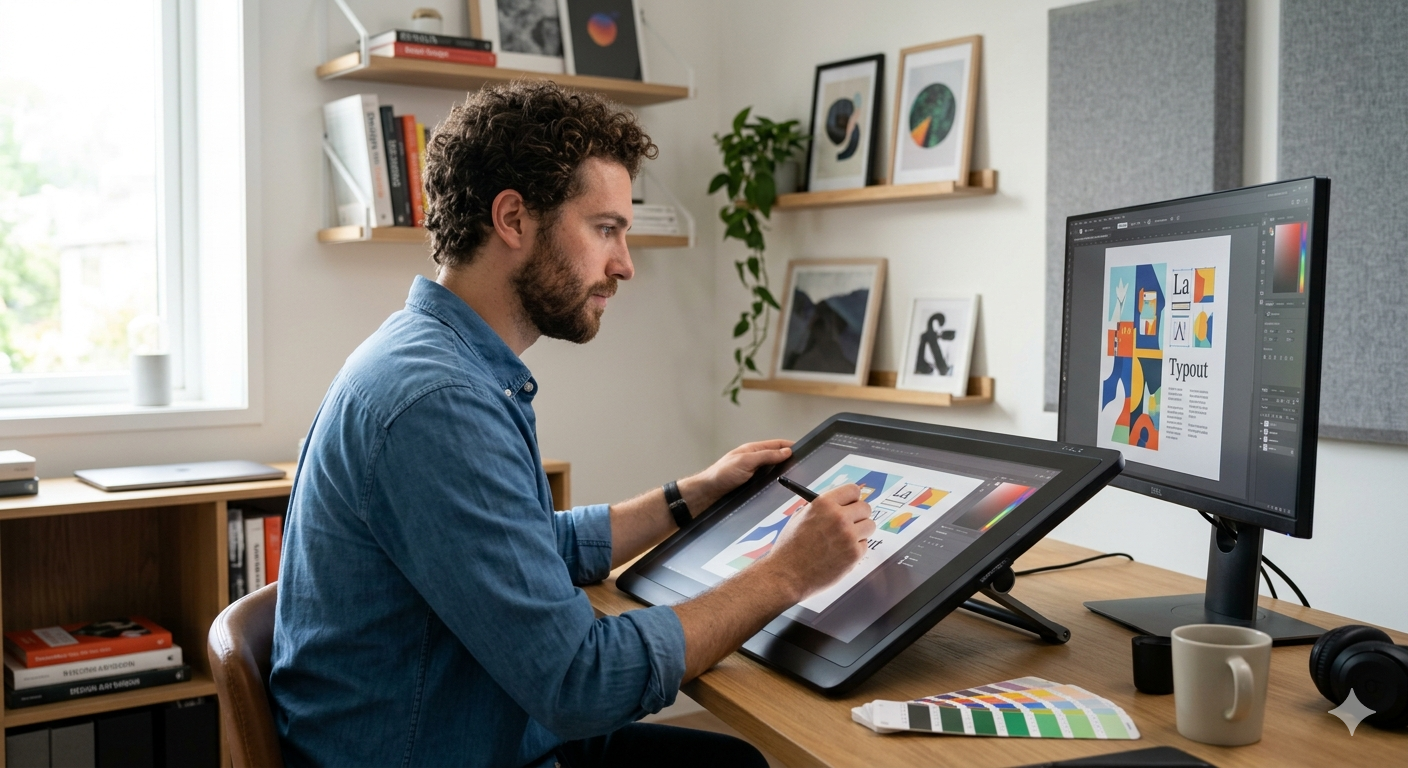 Freelancer organizing files and documents